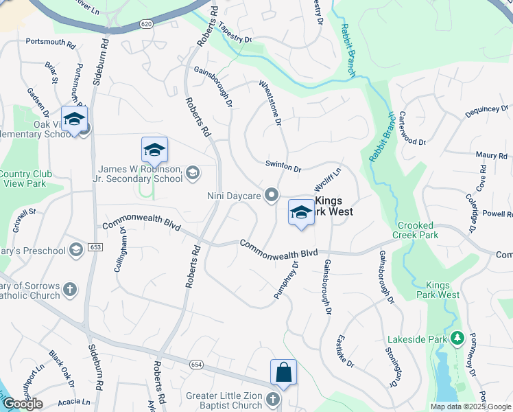 map of restaurants, bars, coffee shops, grocery stores, and more near 5261 Pumphrey Drive in Fairfax