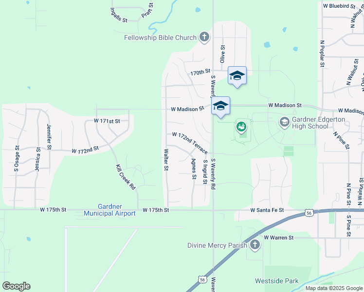 map of restaurants, bars, coffee shops, grocery stores, and more near 17260 South Agnes Street in Gardner