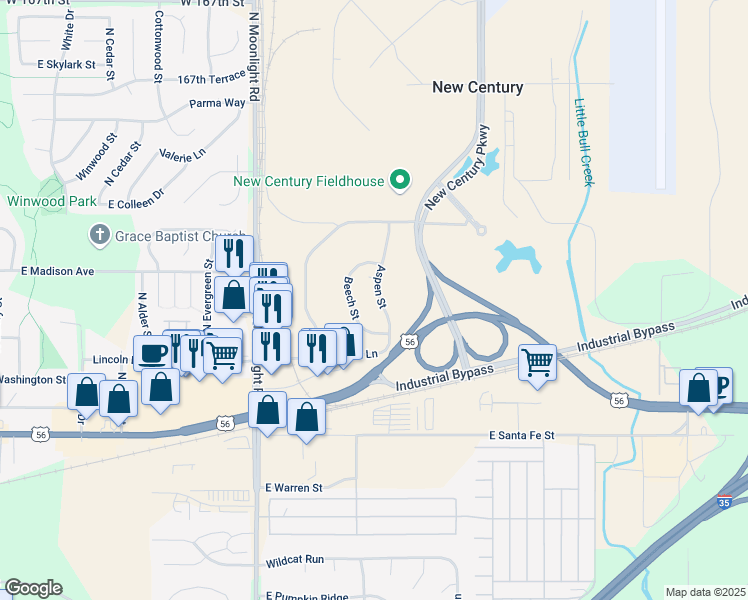 map of restaurants, bars, coffee shops, grocery stores, and more near 158 Aspen Street in Gardner