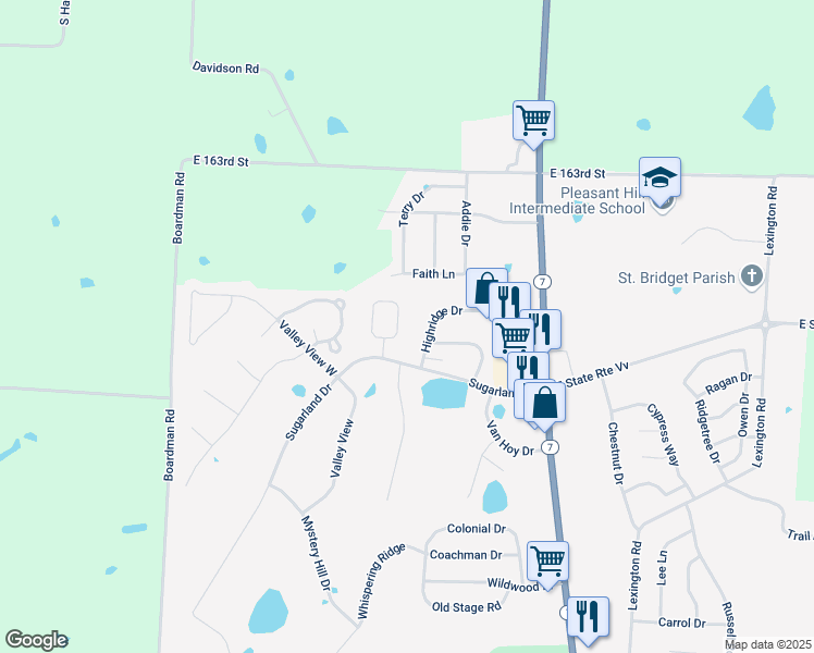 map of restaurants, bars, coffee shops, grocery stores, and more near 2106 Sunset Circle in Pleasant Hill