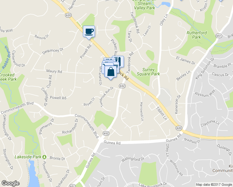 map of restaurants, bars, coffee shops, grocery stores, and more near 5011 Head Court in Fairfax
