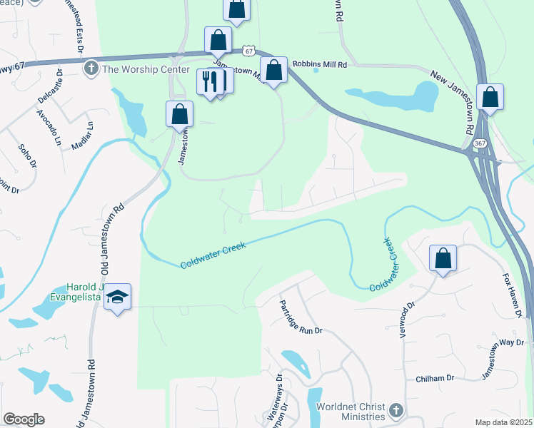 map of restaurants, bars, coffee shops, grocery stores, and more near 6208 Silver Fox Drive in Florissant