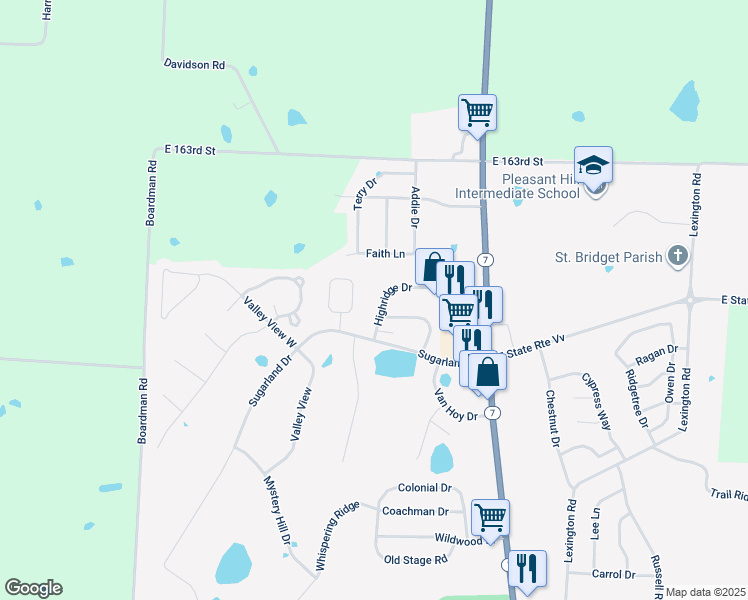 map of restaurants, bars, coffee shops, grocery stores, and more near 2106 Sunset Circle in Pleasant Hill
