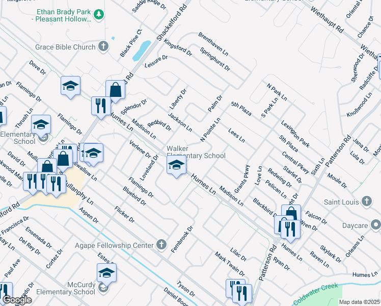 map of restaurants, bars, coffee shops, grocery stores, and more near 2089 Aristocrat Drive in Florissant