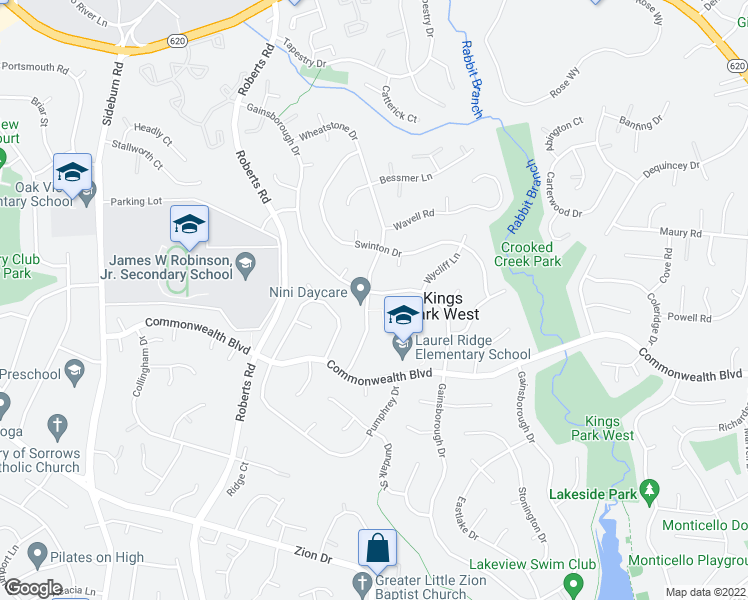 map of restaurants, bars, coffee shops, grocery stores, and more near 5000 Gainsborough Drive in Fairfax