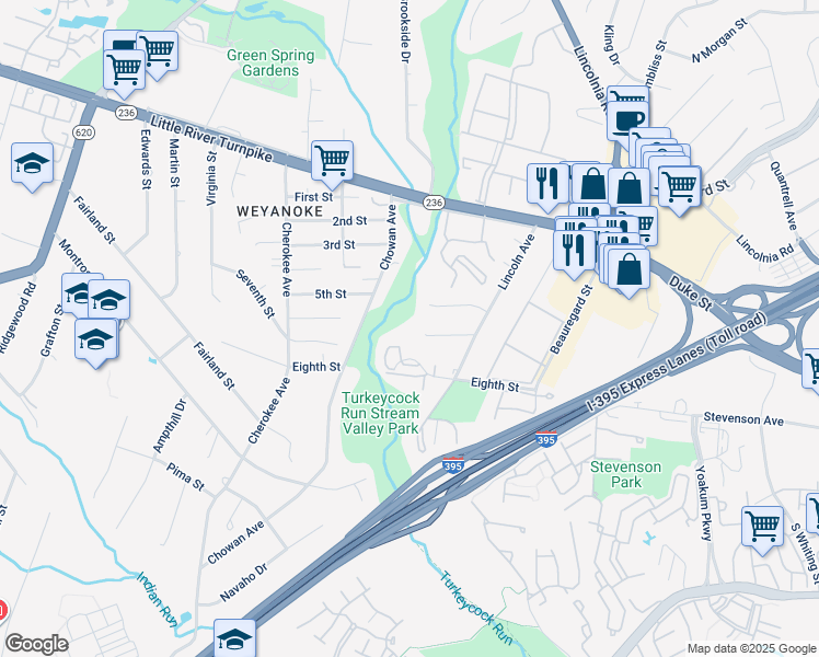 map of restaurants, bars, coffee shops, grocery stores, and more near 6318 7th Street in Alexandria