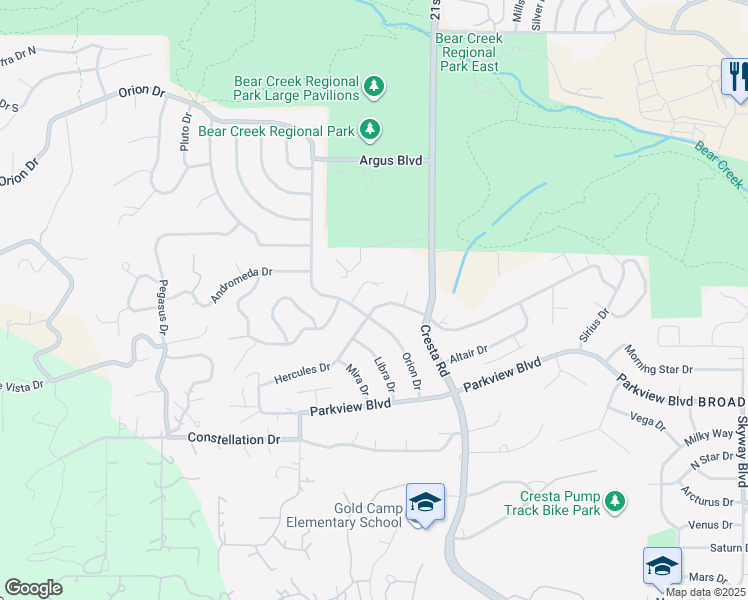 map of restaurants, bars, coffee shops, grocery stores, and more near 2120 Hercules Drive in Colorado Springs