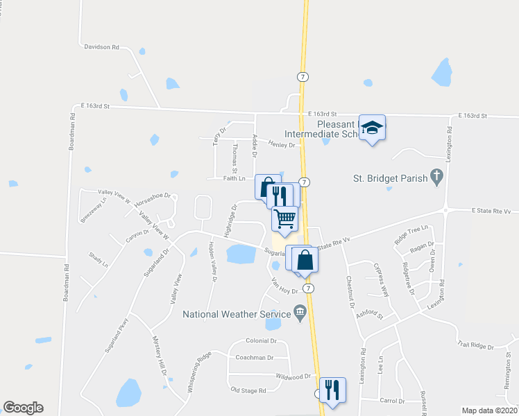 map of restaurants, bars, coffee shops, grocery stores, and more near 1004 Industrial Drive in Pleasant Hill