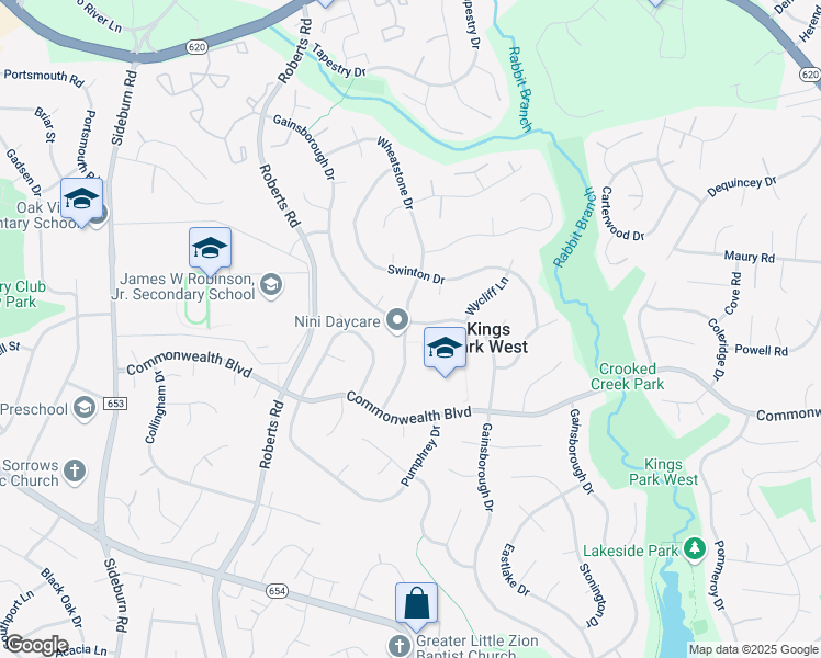 map of restaurants, bars, coffee shops, grocery stores, and more near 5000 Gainsborough Drive in Fairfax