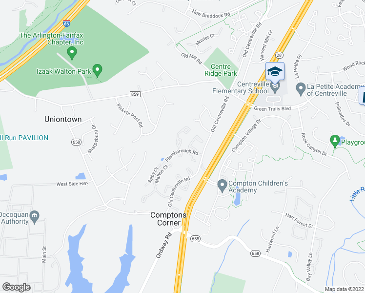 map of restaurants, bars, coffee shops, grocery stores, and more near 6781 Jenny Leigh Court in Centreville