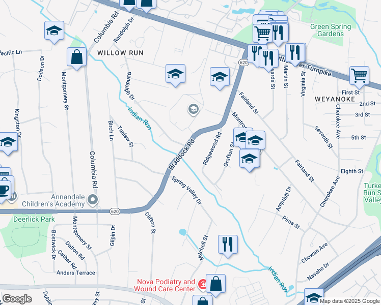 map of restaurants, bars, coffee shops, grocery stores, and more near 6575 Braddock Road in Alexandria