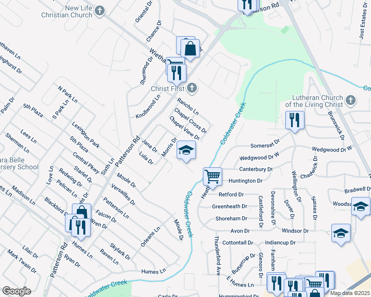 map of restaurants, bars, coffee shops, grocery stores, and more near 405 Jana Drive in Florissant