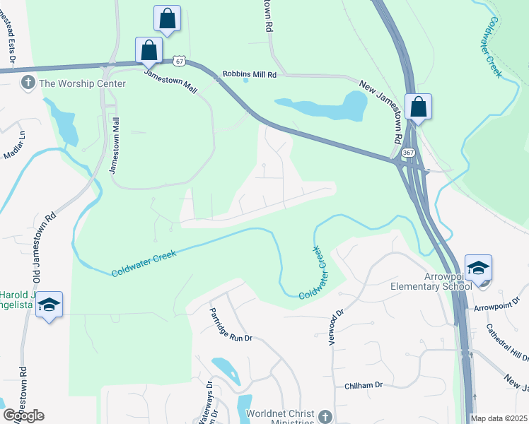 map of restaurants, bars, coffee shops, grocery stores, and more near 6370 Silver Fox Drive in Florissant