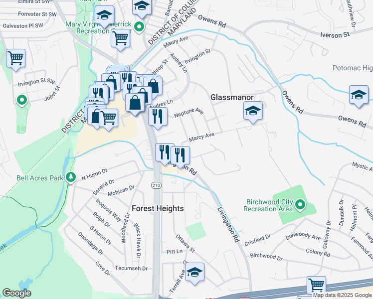 map of restaurants, bars, coffee shops, grocery stores, and more near 101 Independence Avenue Southeast in Washington