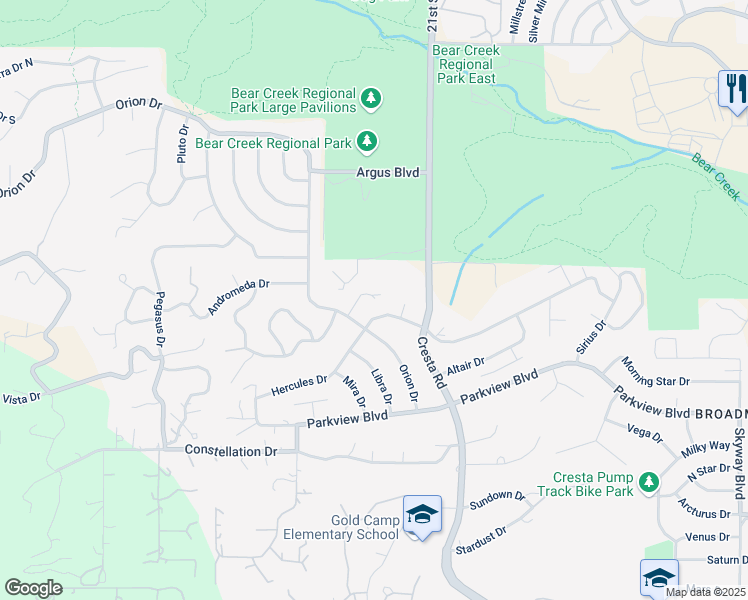 map of restaurants, bars, coffee shops, grocery stores, and more near 2120 Hercules Drive in Colorado Springs