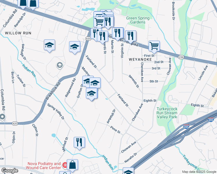 map of restaurants, bars, coffee shops, grocery stores, and more near 6463 Fairland Street in Alexandria