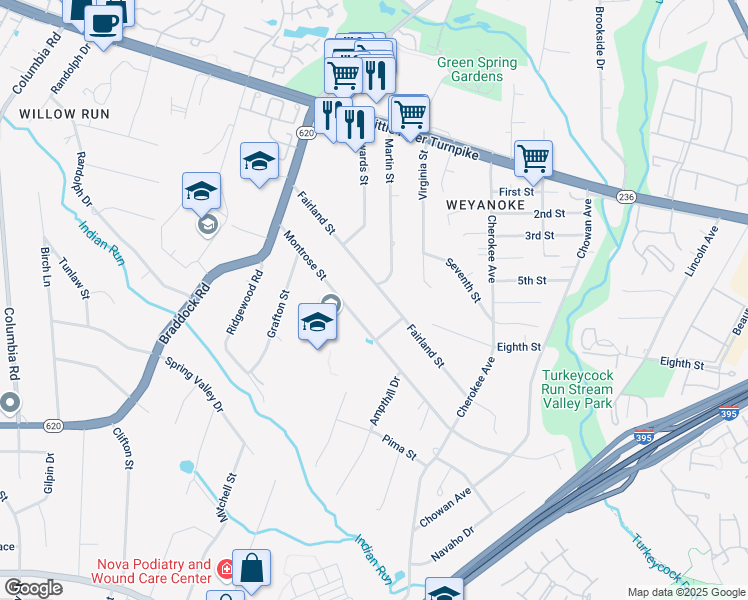 map of restaurants, bars, coffee shops, grocery stores, and more near 6463 Fairland Street in Alexandria