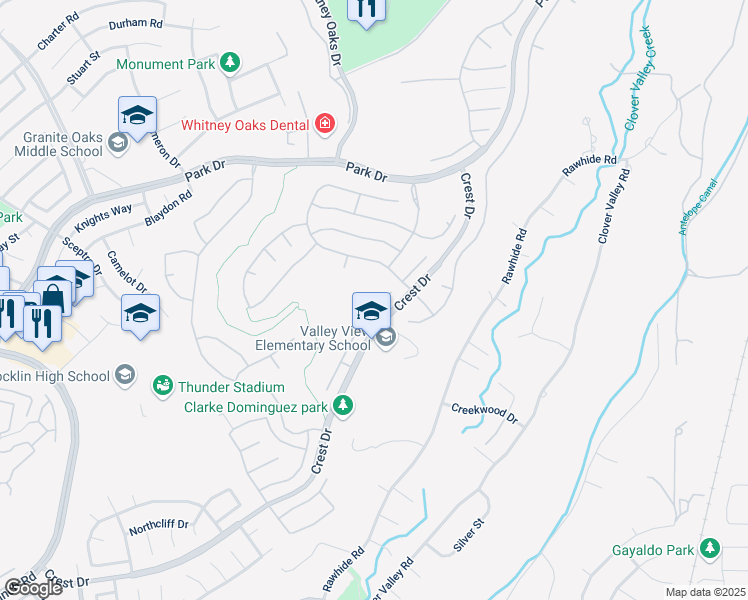 map of restaurants, bars, coffee shops, grocery stores, and more near 2920 Fox Hill Drive in Rocklin