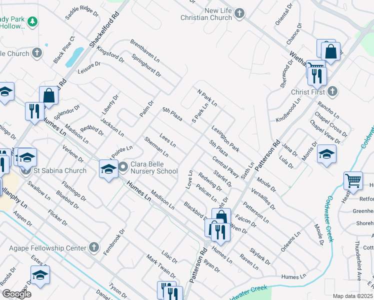 map of restaurants, bars, coffee shops, grocery stores, and more near 2365 Grants Parkway in Florissant