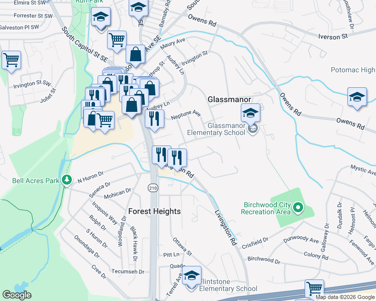 map of restaurants, bars, coffee shops, grocery stores, and more near 101 Independence Avenue Southeast in Washington
