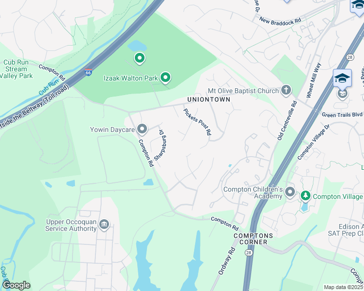 map of restaurants, bars, coffee shops, grocery stores, and more near 6869 Muskett Way in Centreville