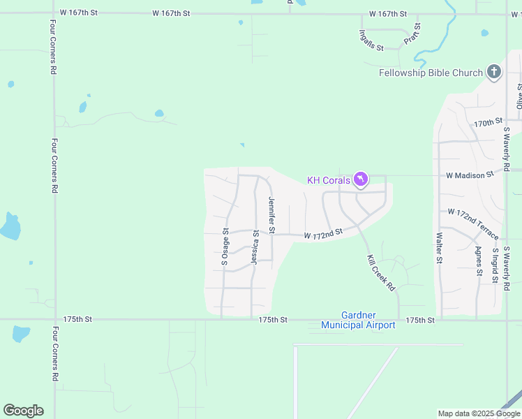 map of restaurants, bars, coffee shops, grocery stores, and more near 17132 Jennifer Street in Gardner