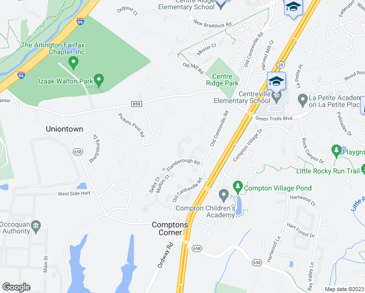 map of restaurants, bars, coffee shops, grocery stores, and more near 6757 Jenny Leigh Court in Centreville