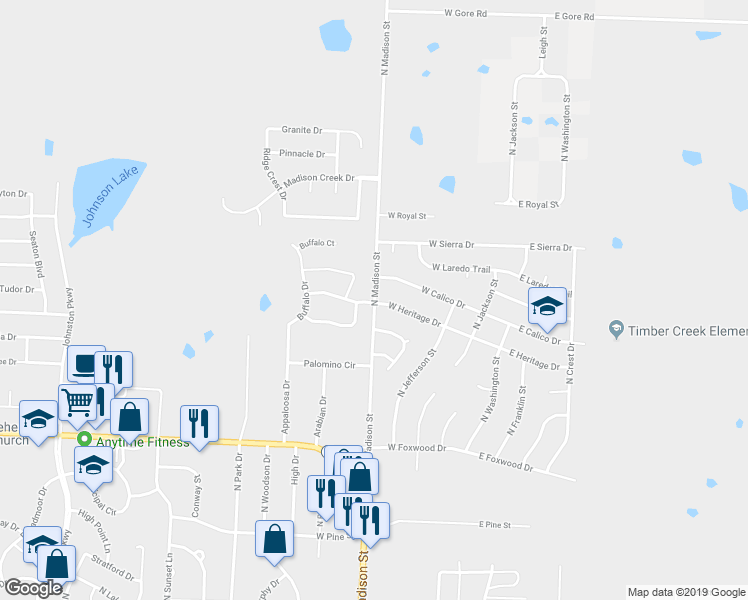 map of restaurants, bars, coffee shops, grocery stores, and more near 402 West Heritage Drive in Raymore