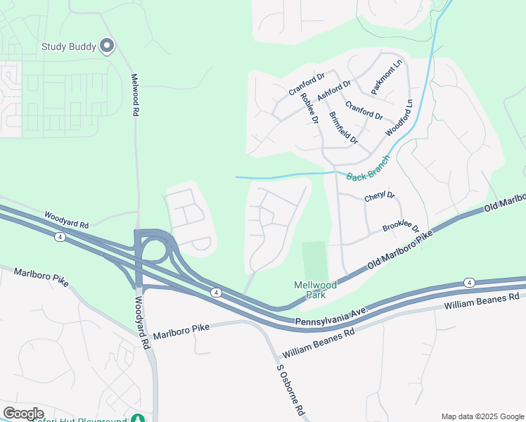 map of restaurants, bars, coffee shops, grocery stores, and more near 5308 Thomas Sim Lee Terrace in Upper Marlboro