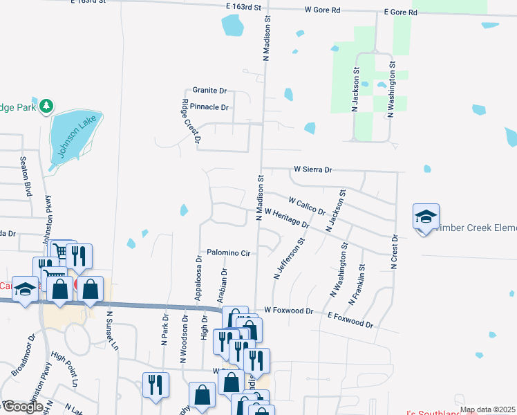 map of restaurants, bars, coffee shops, grocery stores, and more near 406 West Heritage Drive in Raymore