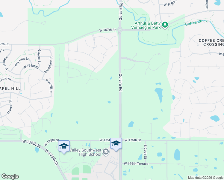 map of restaurants, bars, coffee shops, grocery stores, and more near 17152 South Quivira Road in Olathe