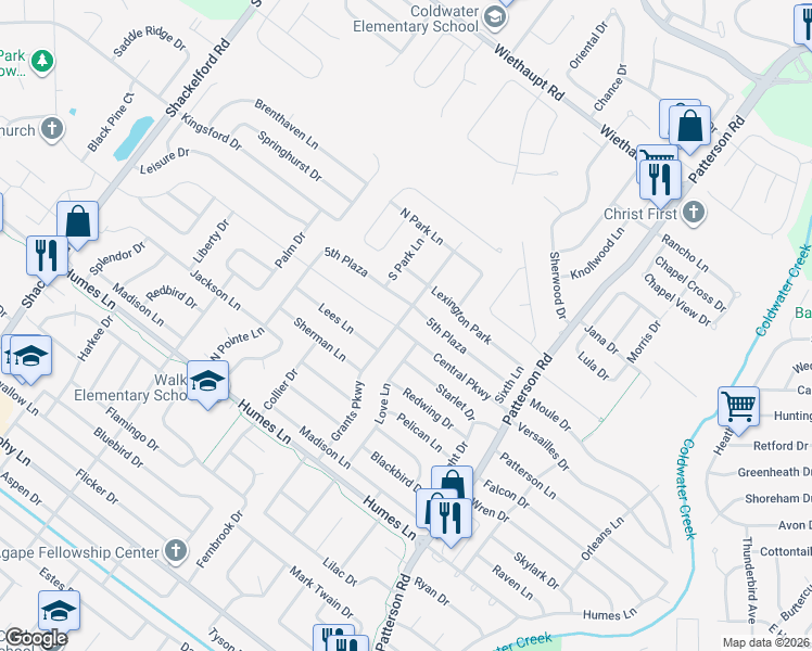 map of restaurants, bars, coffee shops, grocery stores, and more near 880 5th Plaza in Florissant