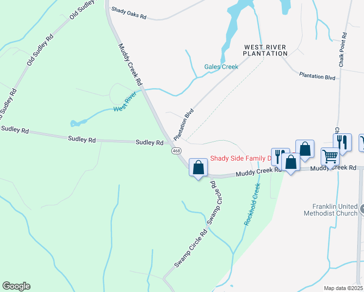 map of restaurants, bars, coffee shops, grocery stores, and more near 5303 Birch Court in West River