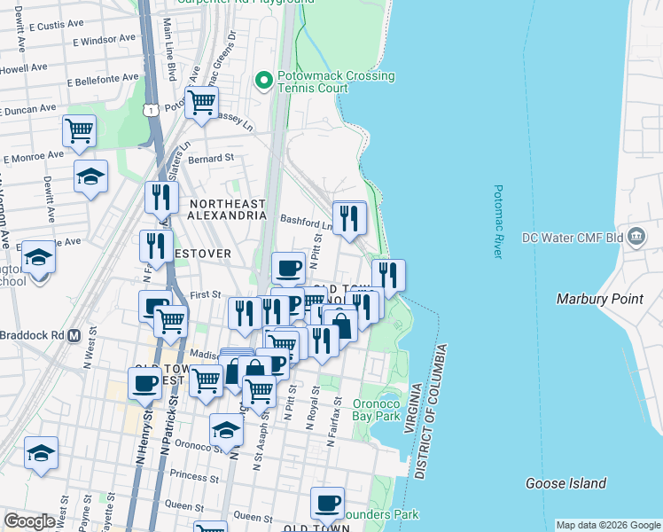 map of restaurants, bars, coffee shops, grocery stores, and more near 101 Independence Avenue Southeast in Washington