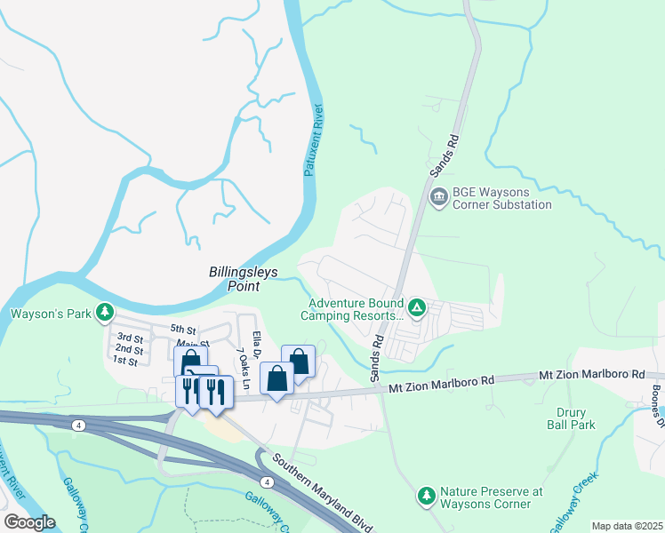 map of restaurants, bars, coffee shops, grocery stores, and more near 6 Patuxent Mobile Estates in Lothian