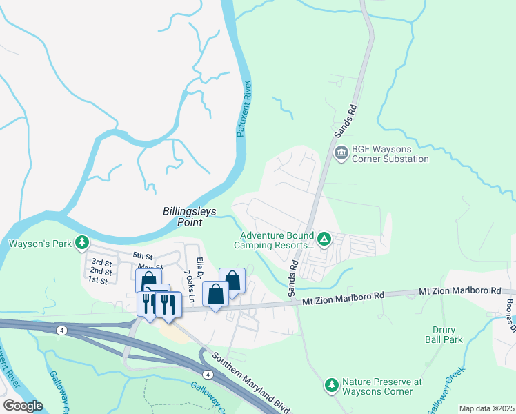 map of restaurants, bars, coffee shops, grocery stores, and more near 6 Patuxent Mobile Estates in Lothian