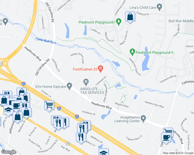 map of restaurants, bars, coffee shops, grocery stores, and more near 6000 Abernethy Lane in Gainesville