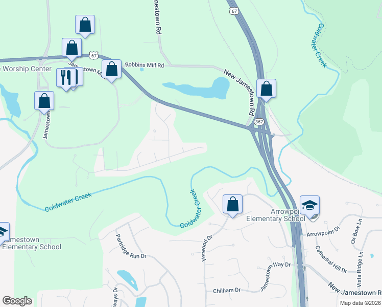 map of restaurants, bars, coffee shops, grocery stores, and more near 6610 Silver Fox Drive in Florissant