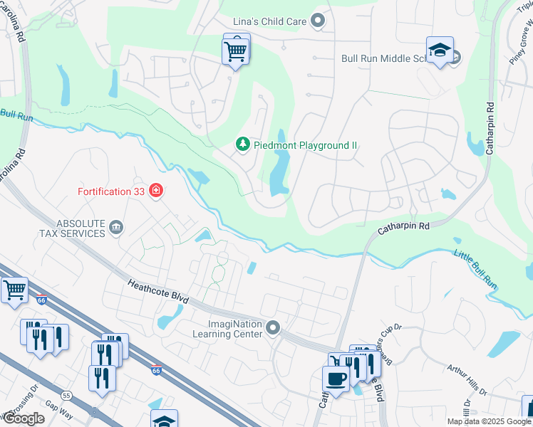 map of restaurants, bars, coffee shops, grocery stores, and more near 13799 Piedmont Vista Drive in Haymarket
