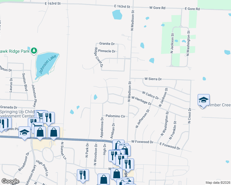 map of restaurants, bars, coffee shops, grocery stores, and more near 410 West Heritage Drive in Raymore