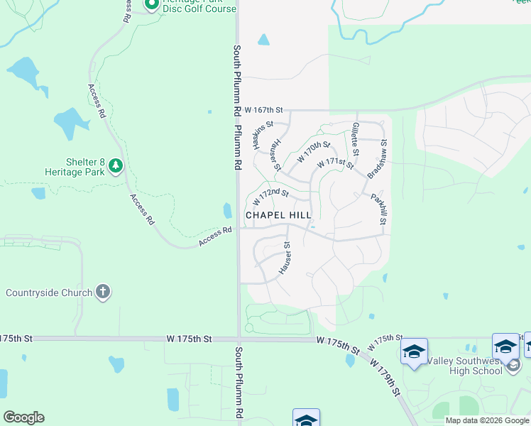 map of restaurants, bars, coffee shops, grocery stores, and more near 17228 Haskins Street in Overland Park