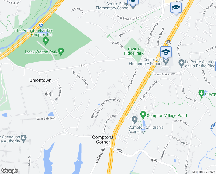 map of restaurants, bars, coffee shops, grocery stores, and more near 6746 Jenny Leigh Court in Centreville