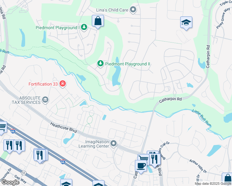 map of restaurants, bars, coffee shops, grocery stores, and more near 13787 Piedmont Vista Drive in Haymarket