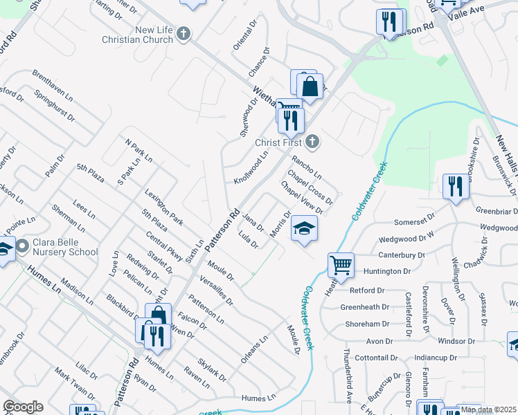 map of restaurants, bars, coffee shops, grocery stores, and more near 2750 Benne Drive in Florissant