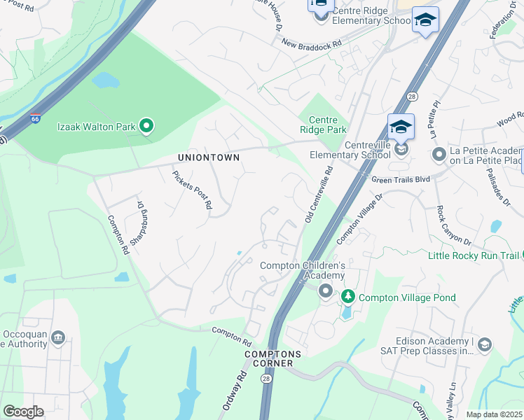 map of restaurants, bars, coffee shops, grocery stores, and more near 6742 Jenny Leigh Court in Centreville