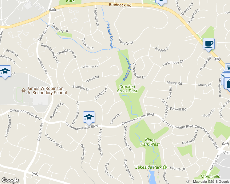 map of restaurants, bars, coffee shops, grocery stores, and more near 5029 Swinton Drive in Fairfax