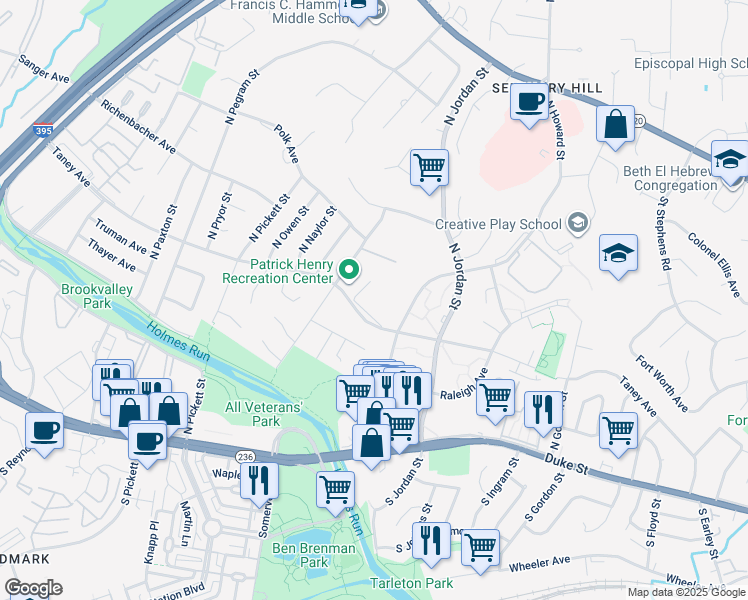 map of restaurants, bars, coffee shops, grocery stores, and more near 4643 Taney Avenue in Alexandria