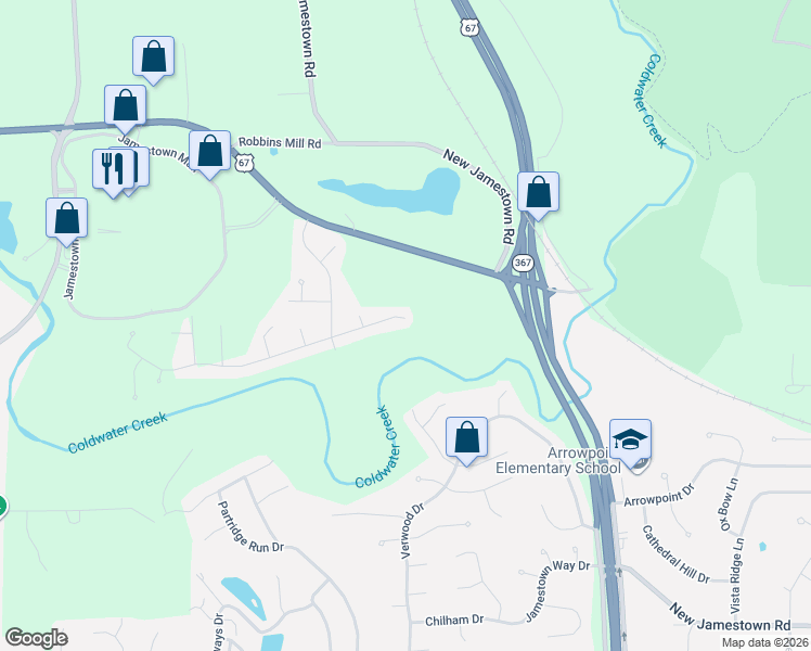 map of restaurants, bars, coffee shops, grocery stores, and more near 6610 Silver Fox Drive in Florissant