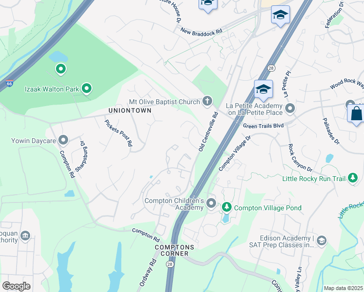 map of restaurants, bars, coffee shops, grocery stores, and more near 6702 Jenny Leigh Court in Centreville