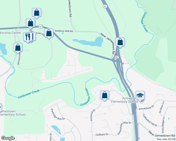 map of restaurants, bars, coffee shops, grocery stores, and more near 6610 Silver Fox Drive in Florissant